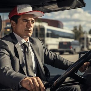 Big Rig Semi Truck Driver Business Man