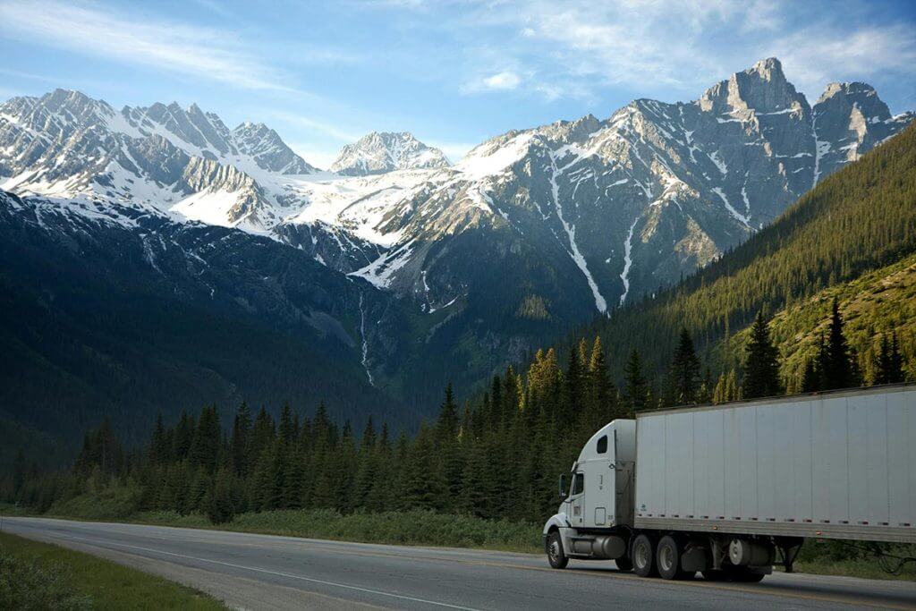Semi truck traveling interstate