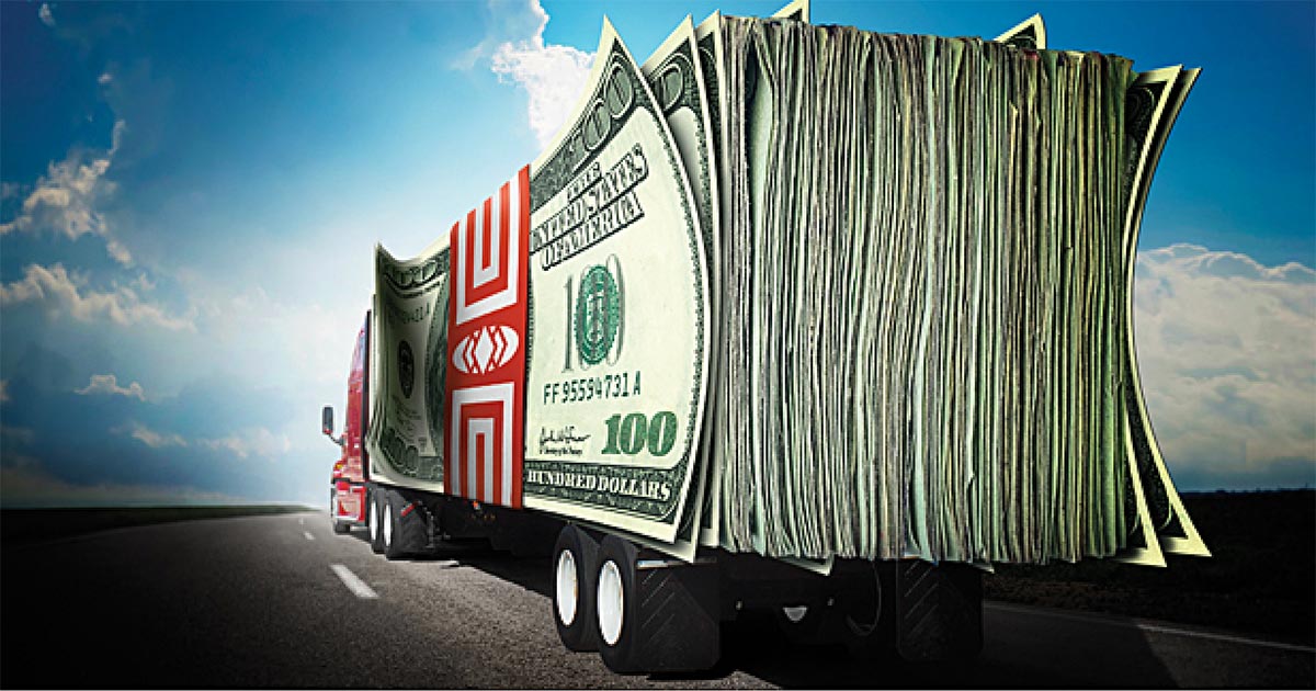Semi Truck Hauling Money