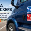 A semi truck displaying IFTA stickers on the side