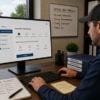 A trucker using the DataQs system